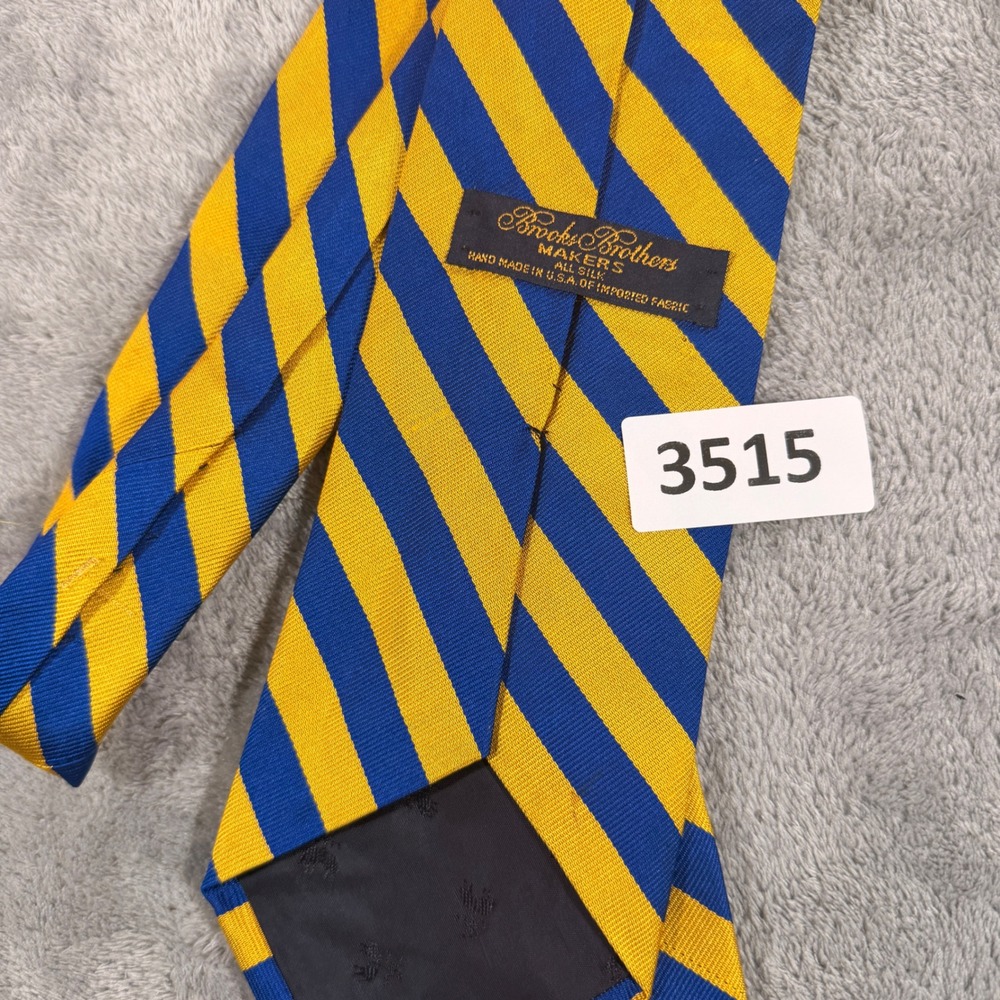 Brooks Brothers Necktie Mens OS Blue Yellow Striped Silk Makers Repp Tie USA